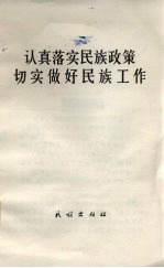 认真落实民族政策切实做好民族工作