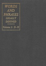 WORDS AND PHRASES LEGALLY DEFINED VOLUME 2 D-H