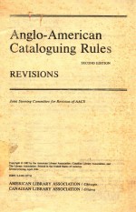 ANGLO AMERICAN CATAGUING RULES SECOND EDITION