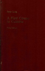 A First Course in Calculus fifth Edition