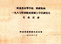 河北省高等学校、科研机构 1987年招收攻读硕士学位研究生 专业目录