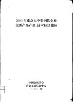 2000年重点大中型钢铁企业主要产品产量、技术经济指标