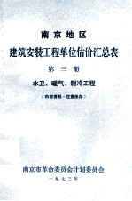 南京地区建筑安装工程单位估价汇总表 第3册 水卫、暖气、制冷工程