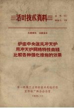 炉底中央送风冲天炉网格特性曲线比较各种强化措施的效果