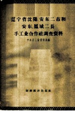 辽宁省沈阳、安东二市和安东、凤城二县手工业合作社调查资料