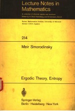 LECTURE NOTES IN MATHEMATICS 214 ERGODIC THEORY