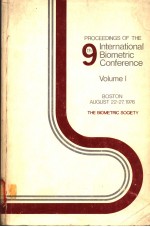 PROCEEDINGS OF THE 9TH INTERNATIONAL BIOMETRIC CONFERENCE VOLUME 1