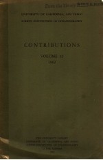 UNIVERSITY OF CALIFORNIA,SAN DIEGO SCRIPPS INSTITUTION OF OCEANOGRAPHY CONTRIBUTIONS VOLUME 32