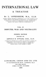 INTERNATIONAL LAW A TREATISE FOURTH EDITION VOLUME II