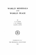 WORLD MINERALS AND WORLD PEACE