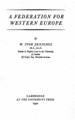 A FEDERATION FOR WESTERN EUROPE