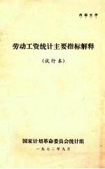 劳动工资统计主要指标解释 试行本