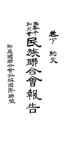 巴黎平和大会 民族联合会报告 卷下
