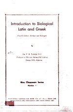 Introduction to Biological Latin and Greek Fourth Edition