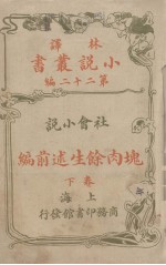 林译小说丛书 第22编 社会小说 上 塊肉馀生述前编
