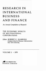 RESEARCH IN INTERNATIONAL BUSINESS AND FINANCE VOLUME 1