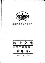 中国石油天然气总公司院士文集 中国工程院院士 王德民集