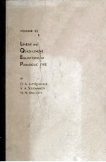 Translations Of Mathematical Monographs Volume 23 Linear And Quasi-Linear Equations Of Parabolic Typ