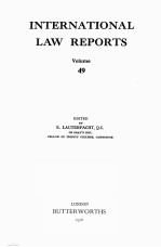 INTERNATIONAL LAW REPORTS VOLUME 49