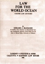 LAW FOR THE WORLD OCEAN TAGORE LAW LECTURES