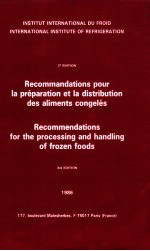 recomandations pour la preparation et la distribution des aliments congeles recommendations for the
